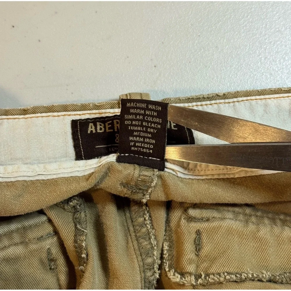 VTG Abercrombie & Fitch Beige Military Paratropper Baggy Cargo Pants Men's 36x32